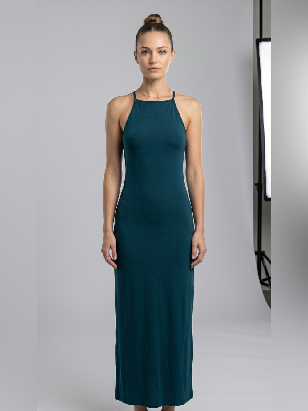 Forever 21 Teal Halter Neck Maxi Dress